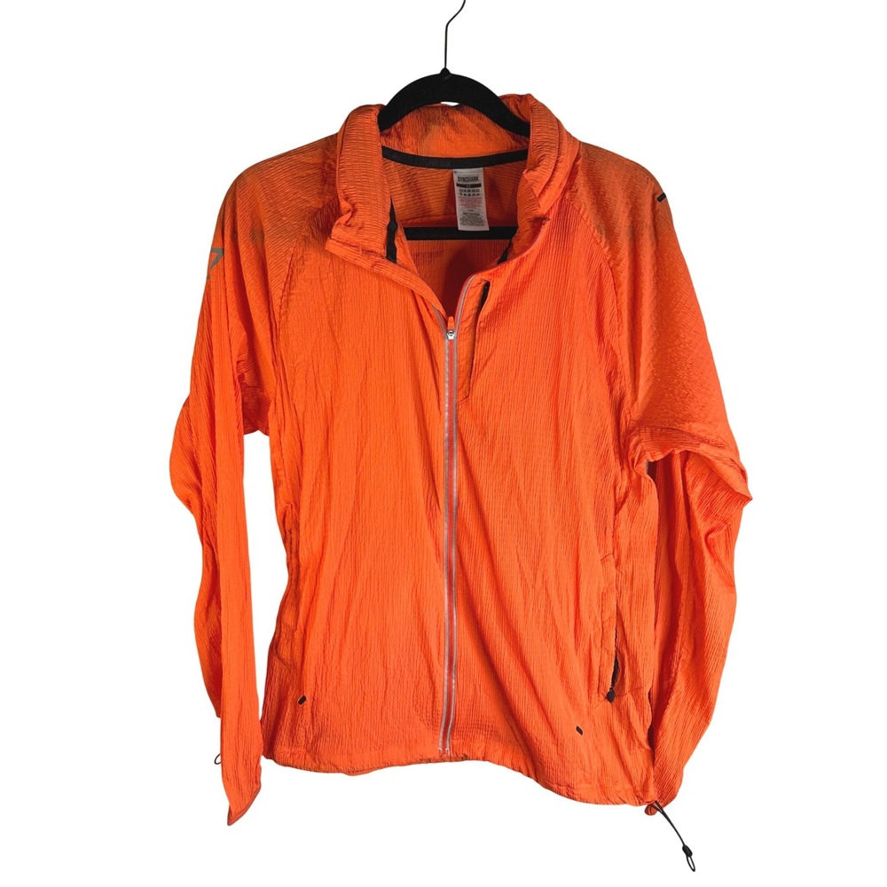 Gymshark Women's Orange Textured Full‎ Zip Windbreaker Jacket Size XS